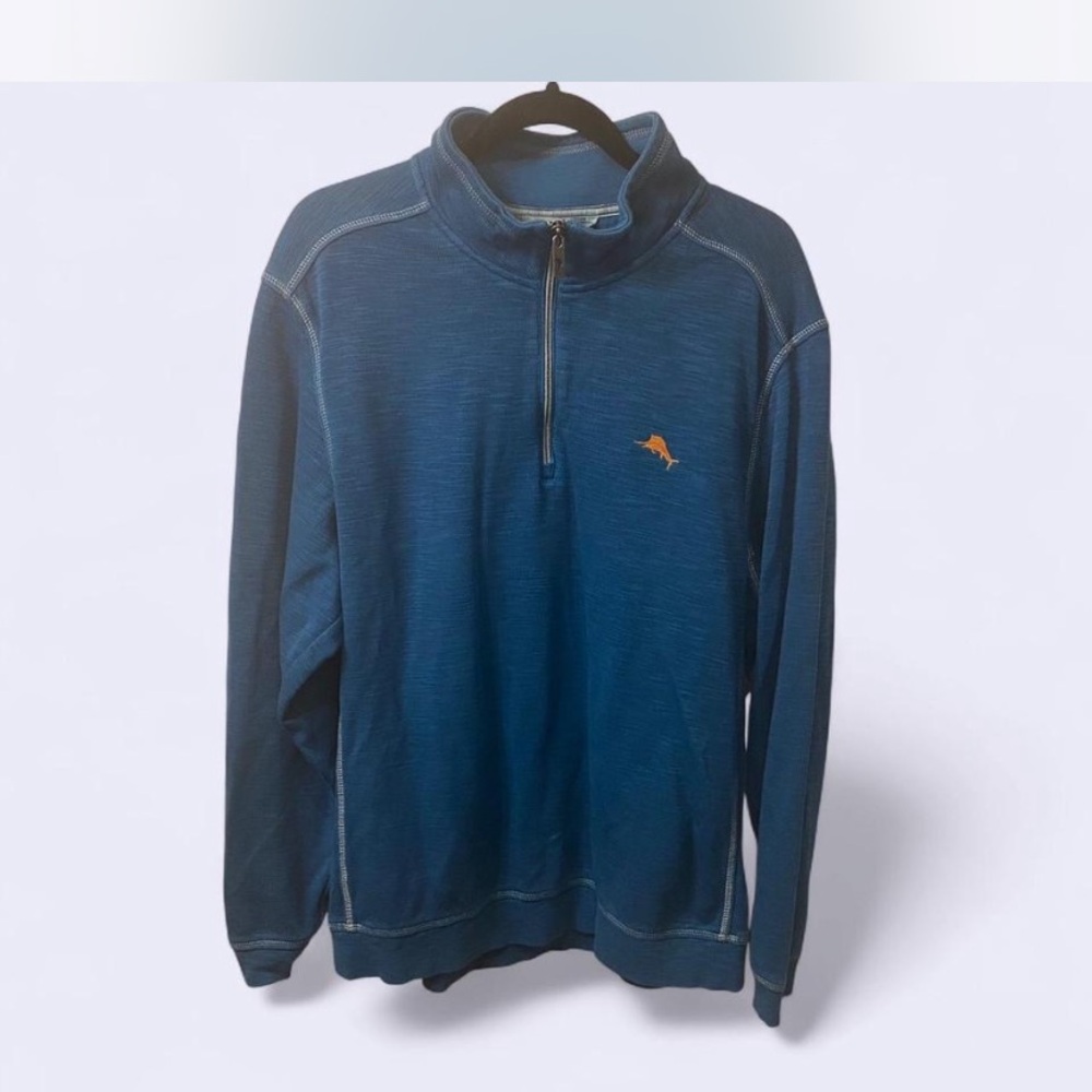 Tommy Bahama Blue Zip-Up Sweater